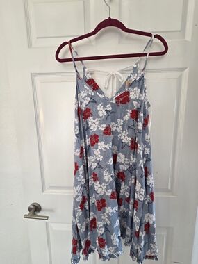 Ariat Blue Floral Tank Dress with Red Blooms